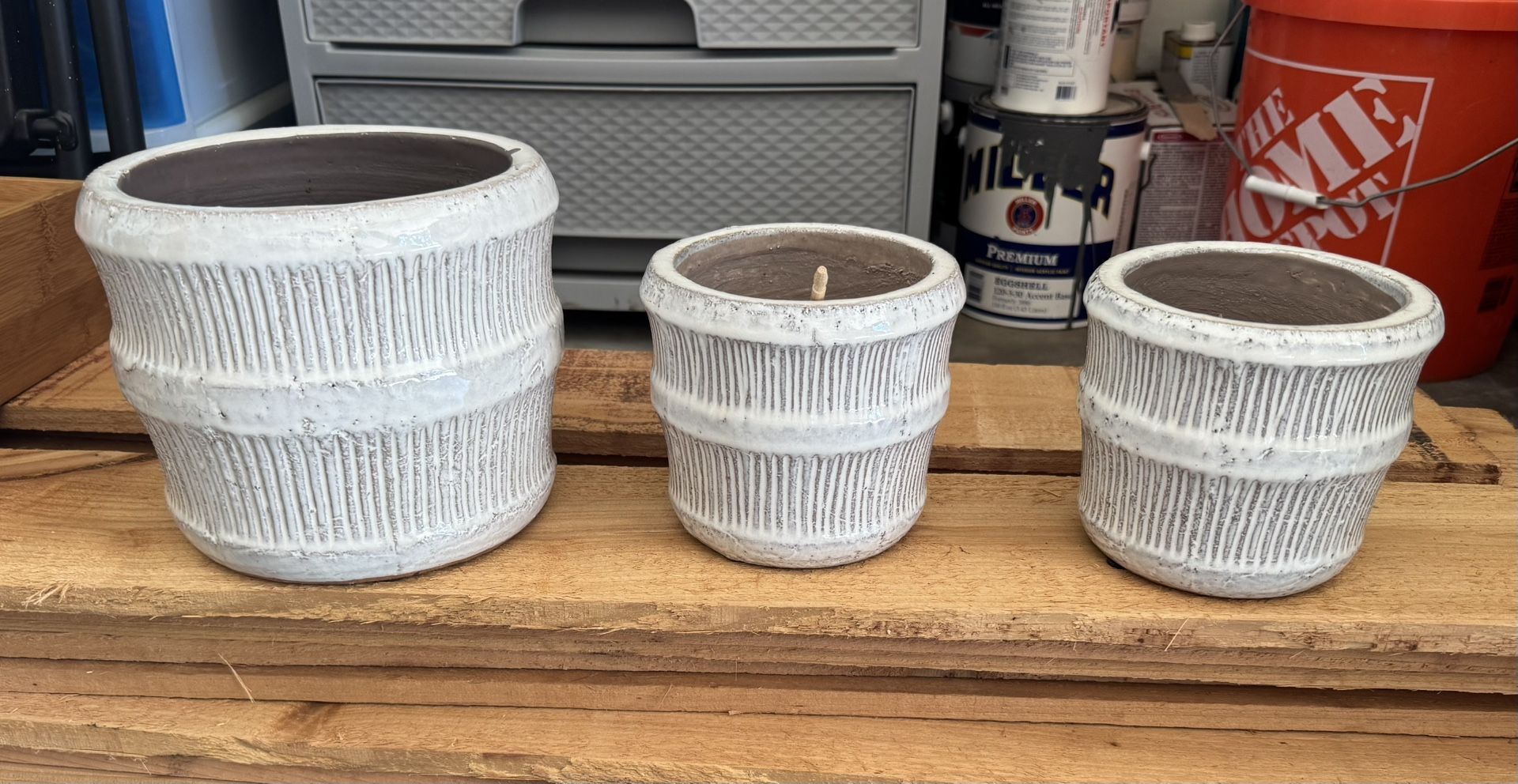 Set of (3) Ceramic Pots From 7Dees Garden Center 