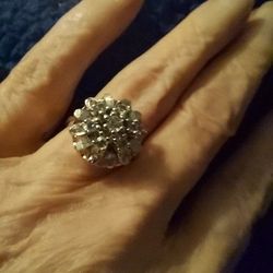 New, Size 4/5, . CZ Cluster Ring.  Solid Sterling, Stamped 925