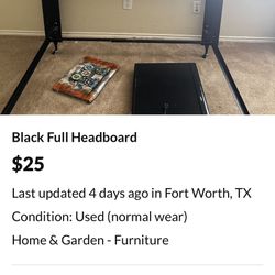 Full Size Black Headboard 