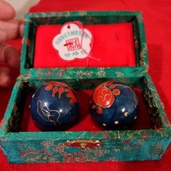 Vintage Chinese Chime Balls Baoding Bells Meditation In Box; New in Original Box.