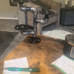 Handmade Black Pipe 3 Candle Holder
