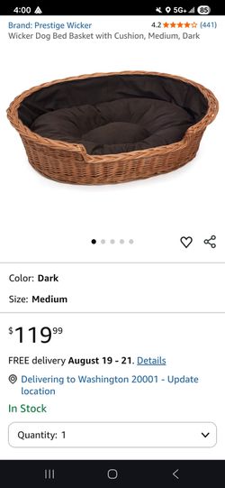 Prestige Wicker Dog Bed Basket size Medium 28x20x11