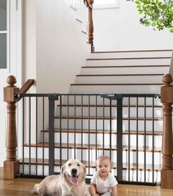 Black Cumber 29.7-54.2" Wide Baby Gate Self Closing Pet & Baby Indoor Pressure Mounted Safety Gate