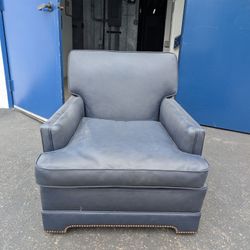 Blue Leather Couch Chair - Wheels
