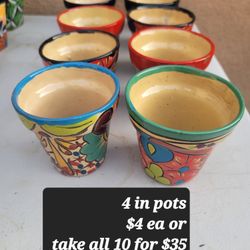 Talavera Pots (Used) $4 Ea Or All 8 For $35