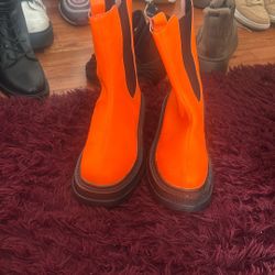 Orange Boots Shin High.
