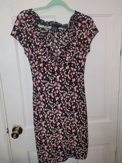 BCBGMAXAZRIA Floral Print Ruffle Neck Dress Size S