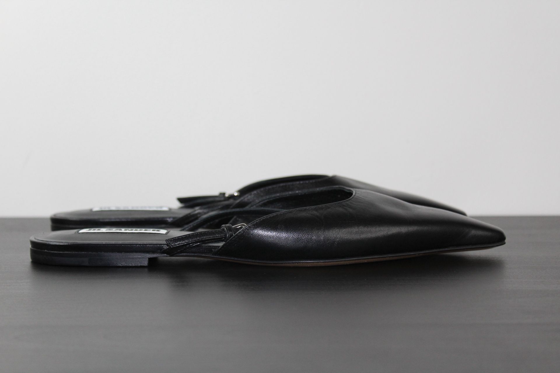 New Jil Sander Women's Black Leather Flat Sandal Shoes EU 41/US 11 $590