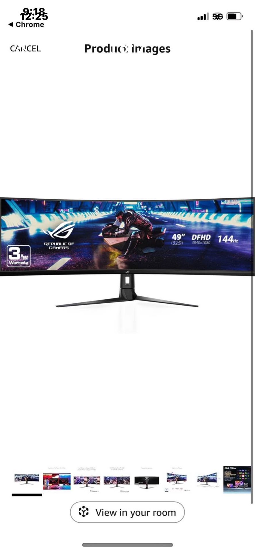 Asus ROG Strix XG49VQ 49” Curved Gaming FreeSync Monitor 144Hz Dual Full HD HDR Eye Care with DP HDMI Black New Tested 625$ Pick up Phoenix 43rd av