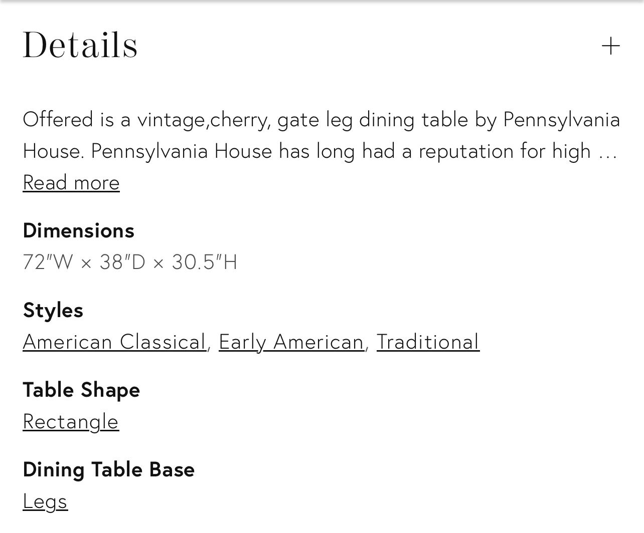 Pennsylvin House Cherry Gate Leg Dinning Table 