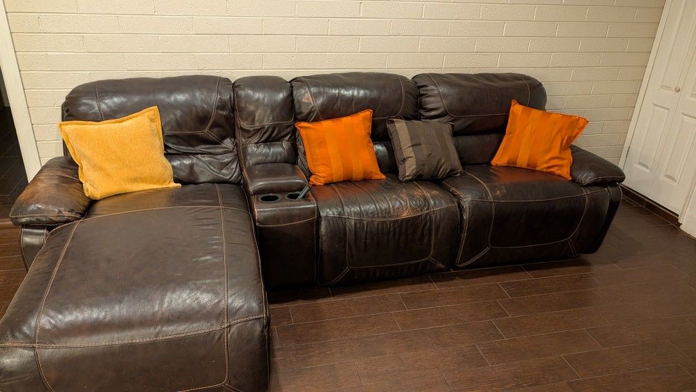 L Shape Faux Leather Sofa And Recliner!