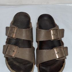 Birkenstock Milano Brown Leather Sandals Shoes Size 6.5 Woman Soft  9” Long