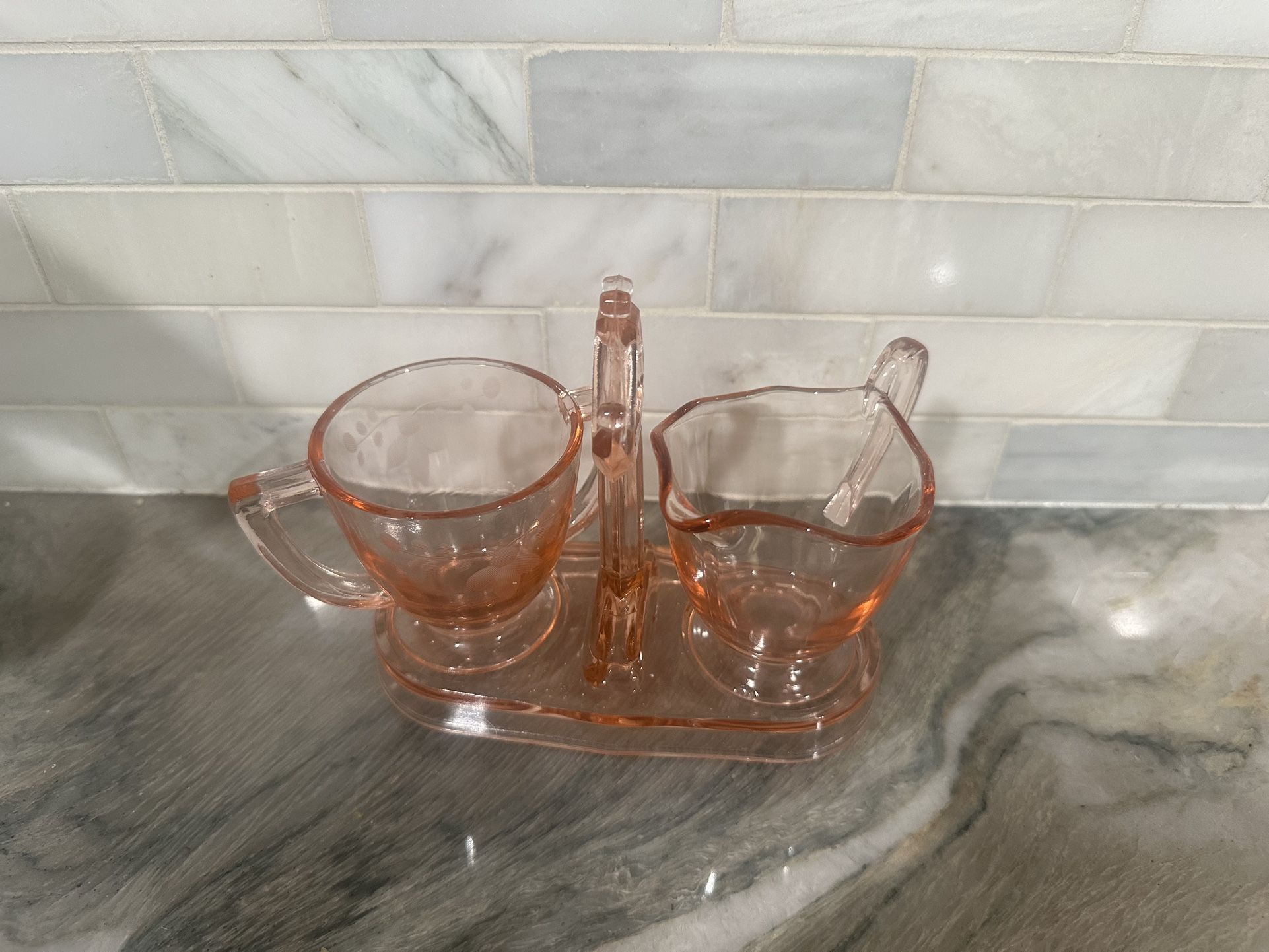 Depression Glass Cream And Sugar