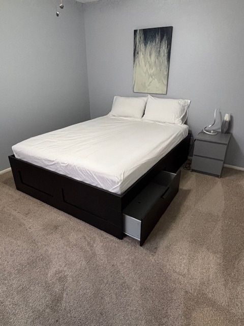 Queen Bed Frame + Mattress – Guest Room – $150 (Scottsdale)