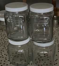 Four (4) Large Square Jars w Lids