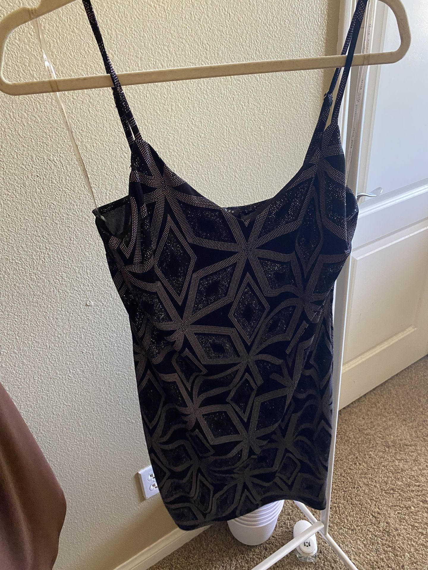 Black & Gray Sparkly Mini Dress