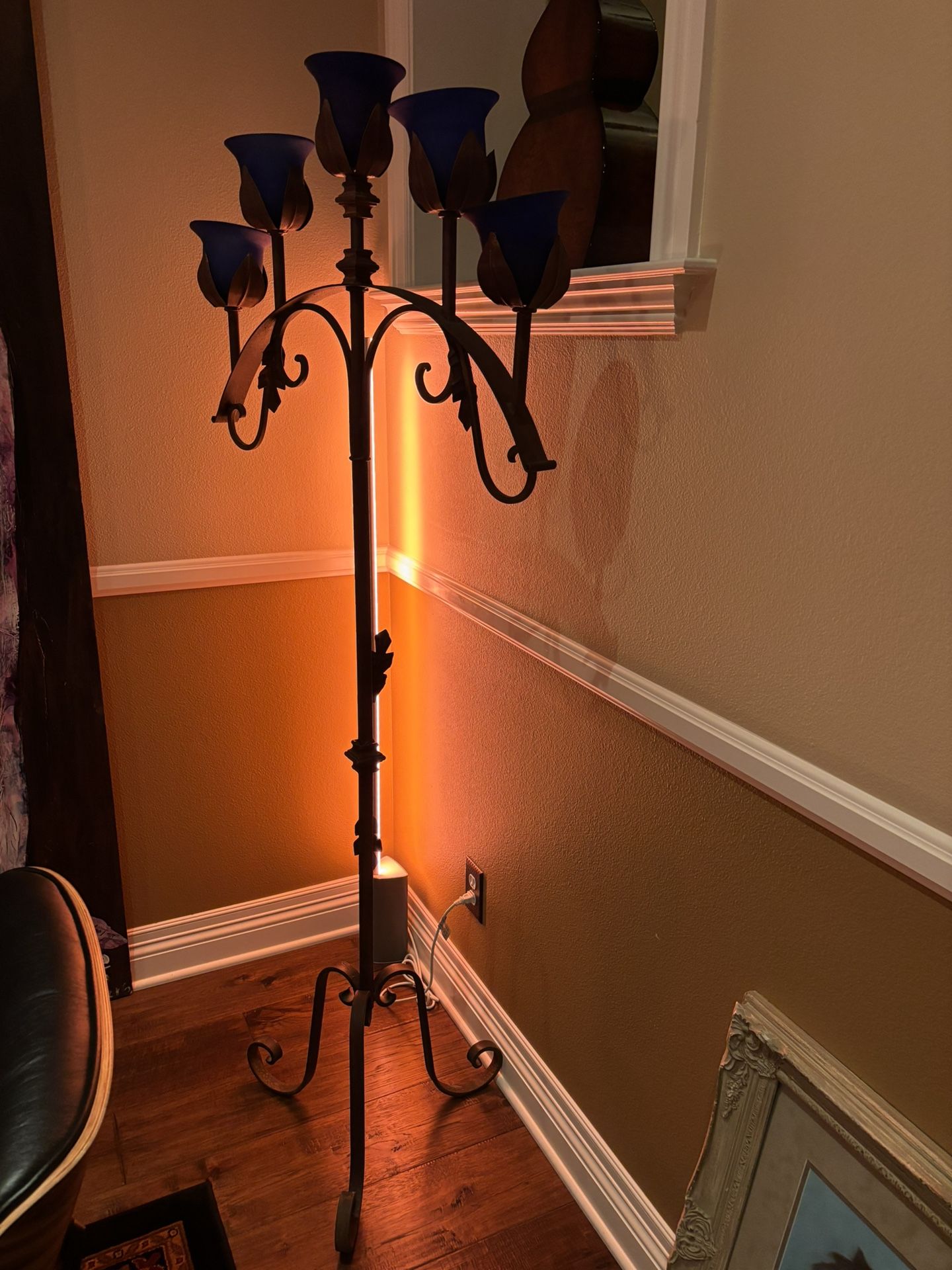 Floor Candela With Iron Scroll