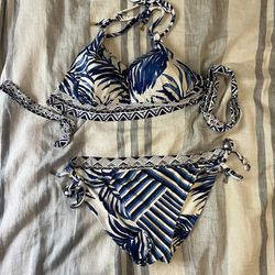 Royal and navy blue halter bikini 