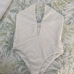 White Plunge Body Suit Size M