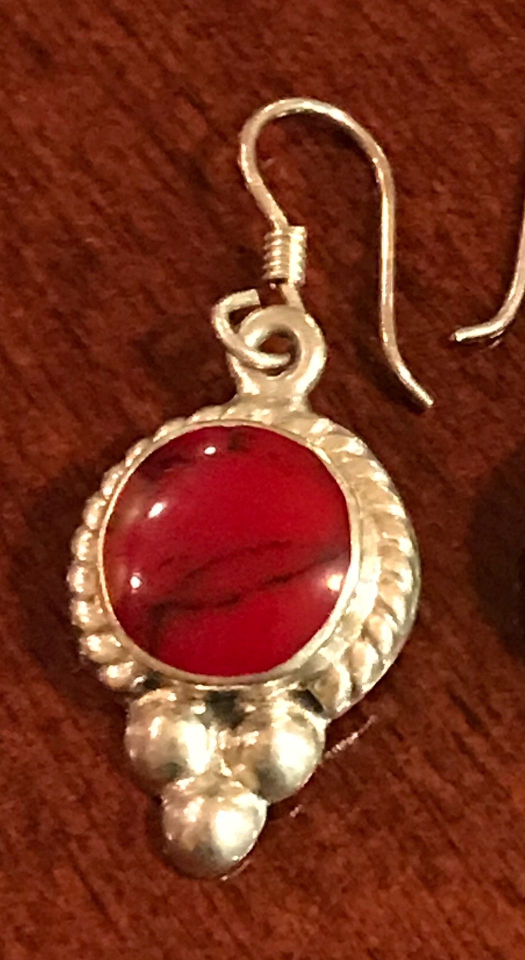 New Sterling Silver And Jasper Earrings 