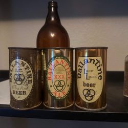3 Ballantine Flat Top Cans 