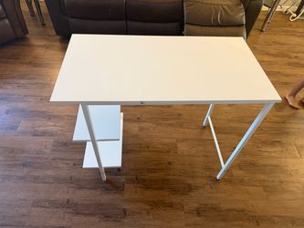 White Desk with Side Shelves