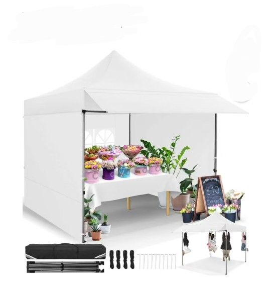 10x10 Pop Up Canopy Heavy Duty Party Tent with Removable Awning and Sidewalls,Easy Up Outdoor Wedding Commercial Canopy,Gazebo All Season Windproof&Wa