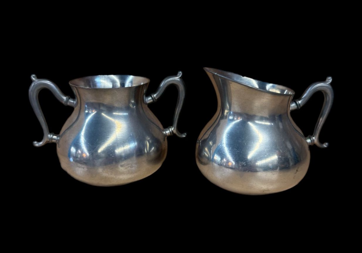 VTG SHR Royal Holland Pewter Sugar & Creamer Set Made in Holland