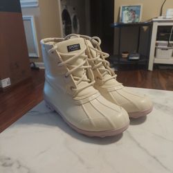 White And Pink Girl Boots 