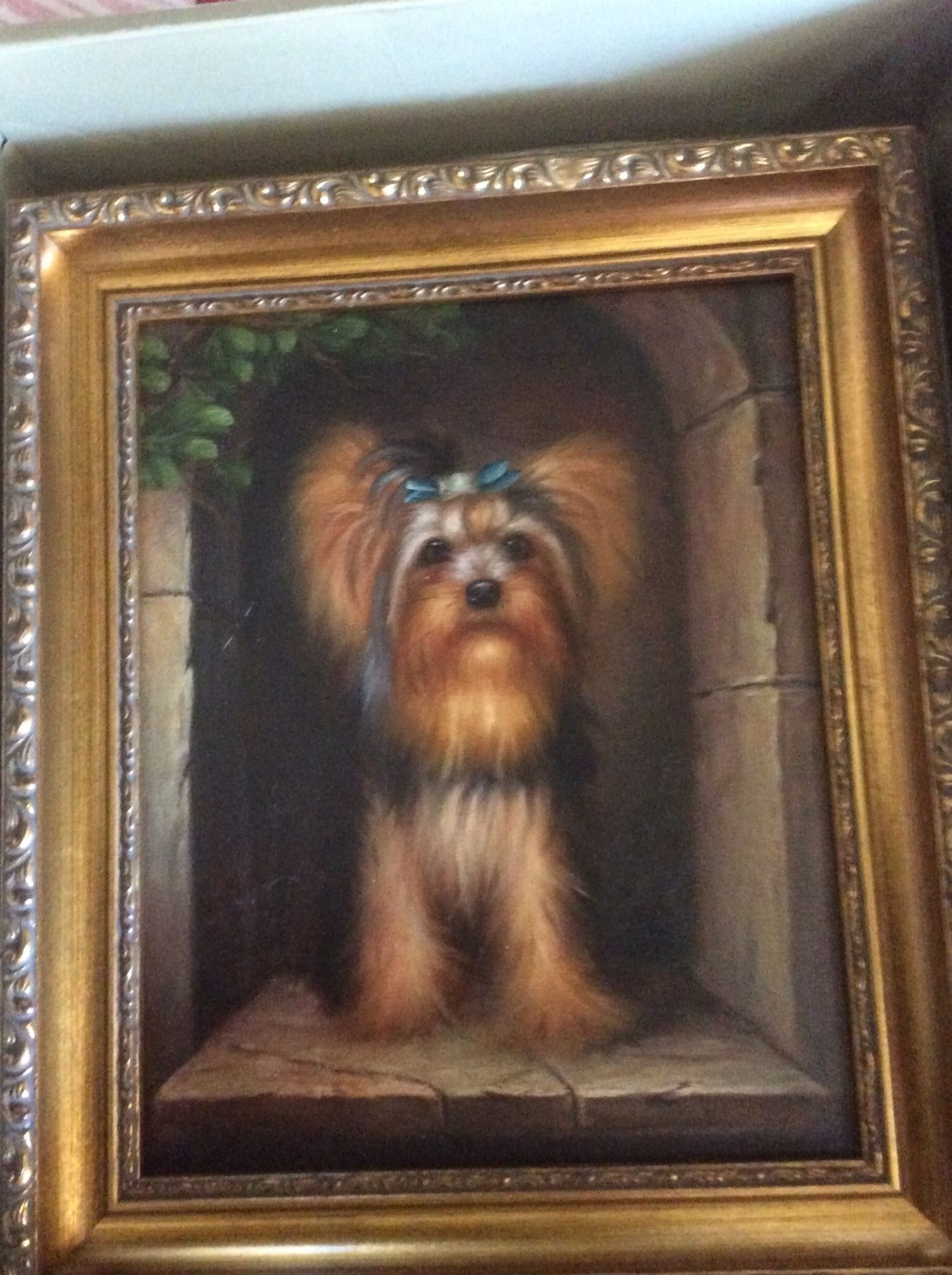 Yorkie Framed 8 x 10 oil painting