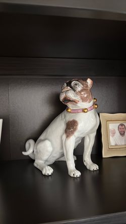 Dresden Saxony Painted Porcelain Carl Thieme Model of Male Pug Circa 1915s