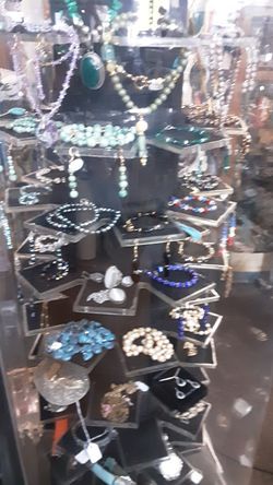 Necklaces, earrings, and bracelets.