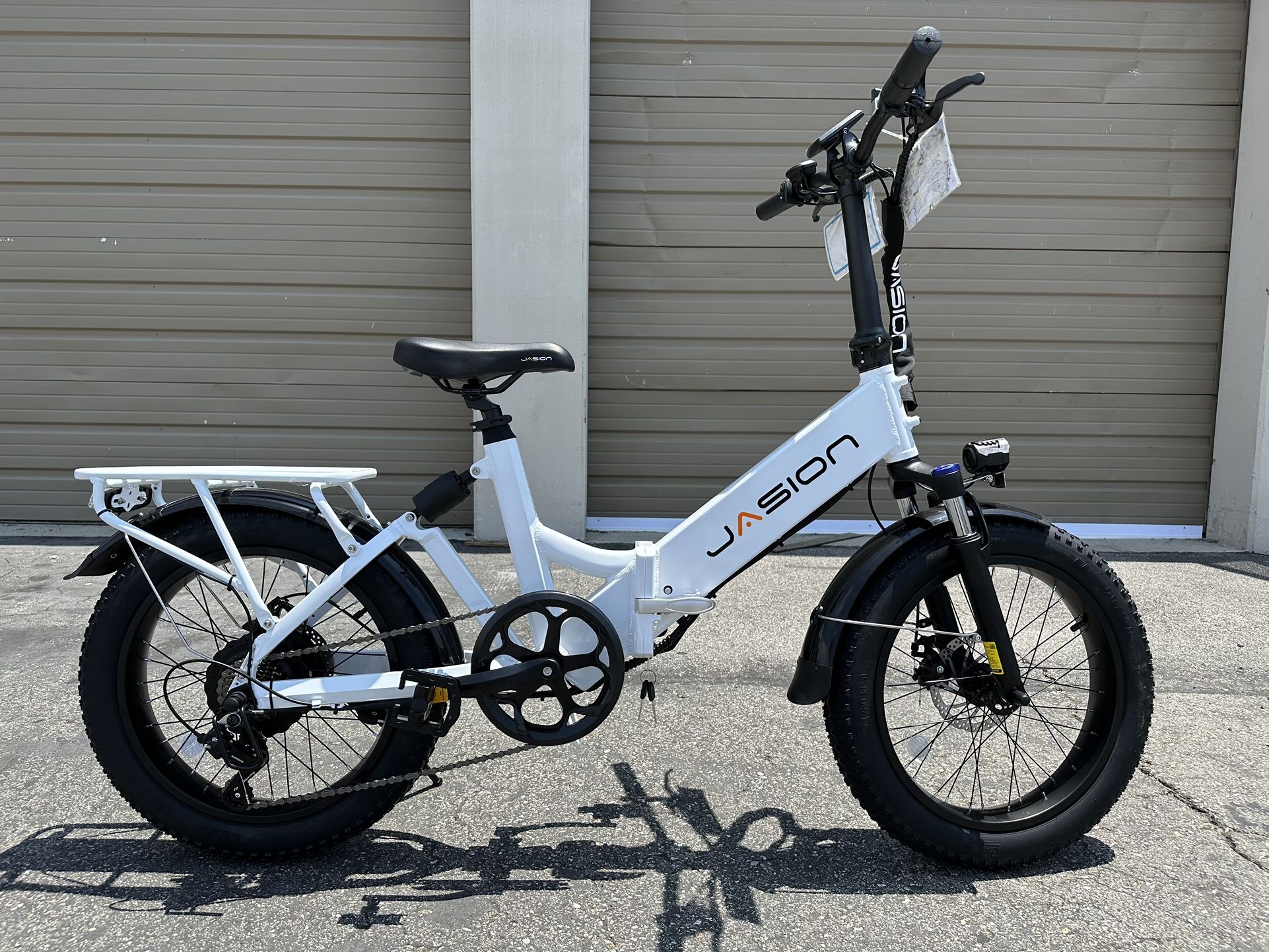 JASION EB7 ST - 500 Watts Step Thru Fat Tire Folding Aluminum Electric Bike in White
