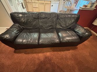 Black leather sofa
