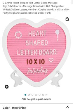 Pink Heart Letter Board