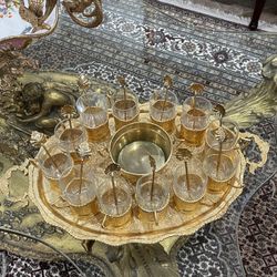 Beautiful Vintage Gilt Solid Brass Tea Set & Tray 38 Pieces🌷