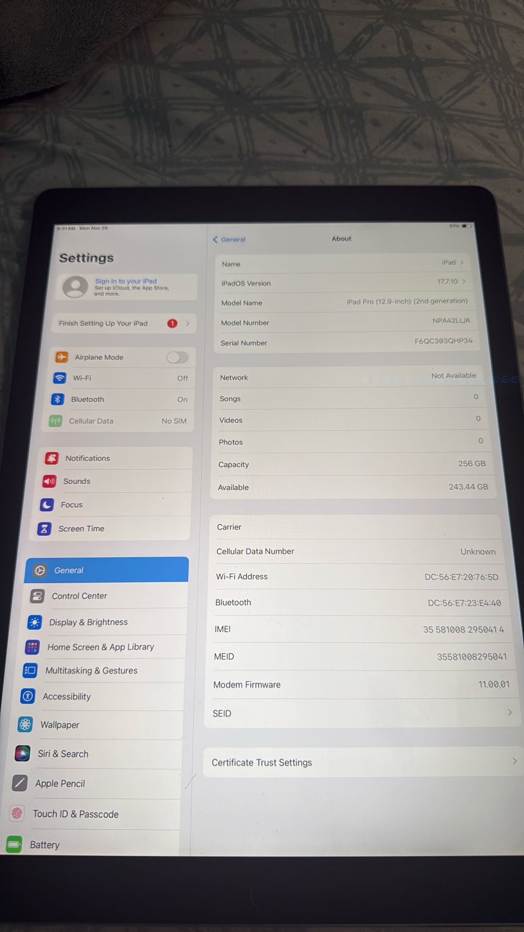 iPad Pro 2nd Gen 12.9inch