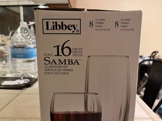 New Libbey 16 Pieces samba Glassware Set OBO