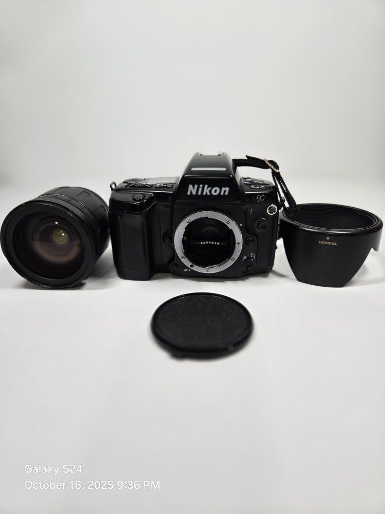 Nikon N90 35mm Film Camera with Tamron 28-200mm Lens – Powers On – As-Is