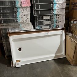 Shower base 60 x 32 inch in porcelain in steel