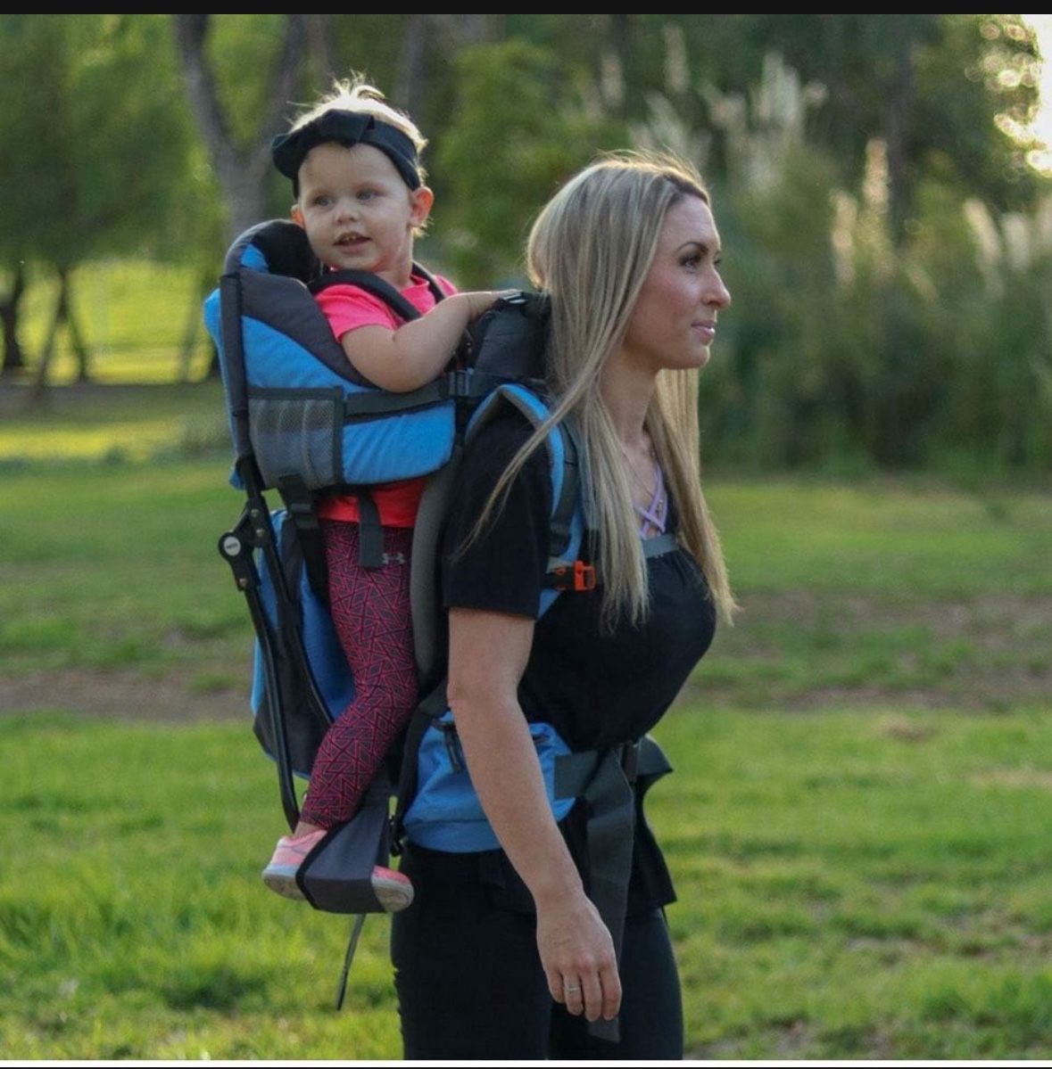 ClevrPlus Canyonero Camping Baby Backpack Hiking Kid Toddler Child Carrier with Stand and Sun Shade Visor, Blue