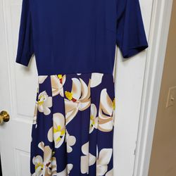 Cute Blue Floral Midi Dress