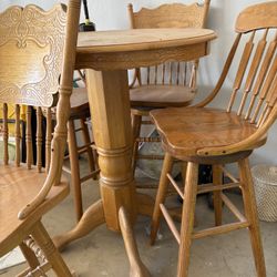 ALL WOOD Bar Table With Chairs