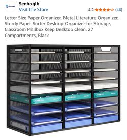 Letter Size Paper Organizer, Metal Literature Organizer, Sturdy Paper Sorter Desktop Organizer for Storage, Classroom Mailbox Keep Desktop Clean, 27 C
