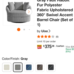 Fluffy Plush Faux Fur swivel chair
