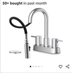 0003: New Lead Free Nickel Utility Bathroom Sink Faucet with Pull Out Sprayer
2 Spray Modes for Daily Rinsing & Pet Cleaning, Fits 3-Hole Sinks, Insta