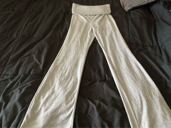 flare fold over greys leggings