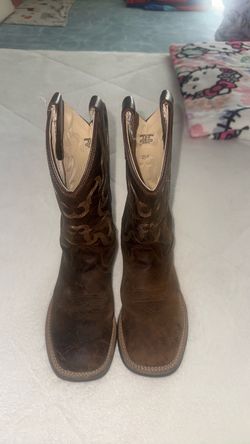Big Kids Brown Leather Western Cowboy Boots