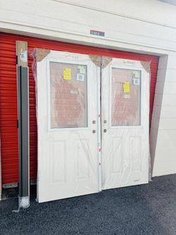 Exterior Impact Rate Glass French Door With 70x80 Composite Fire Rated Frame