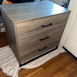 Faux wood Gray Taupe 3 Drawer Nightstand Dresser